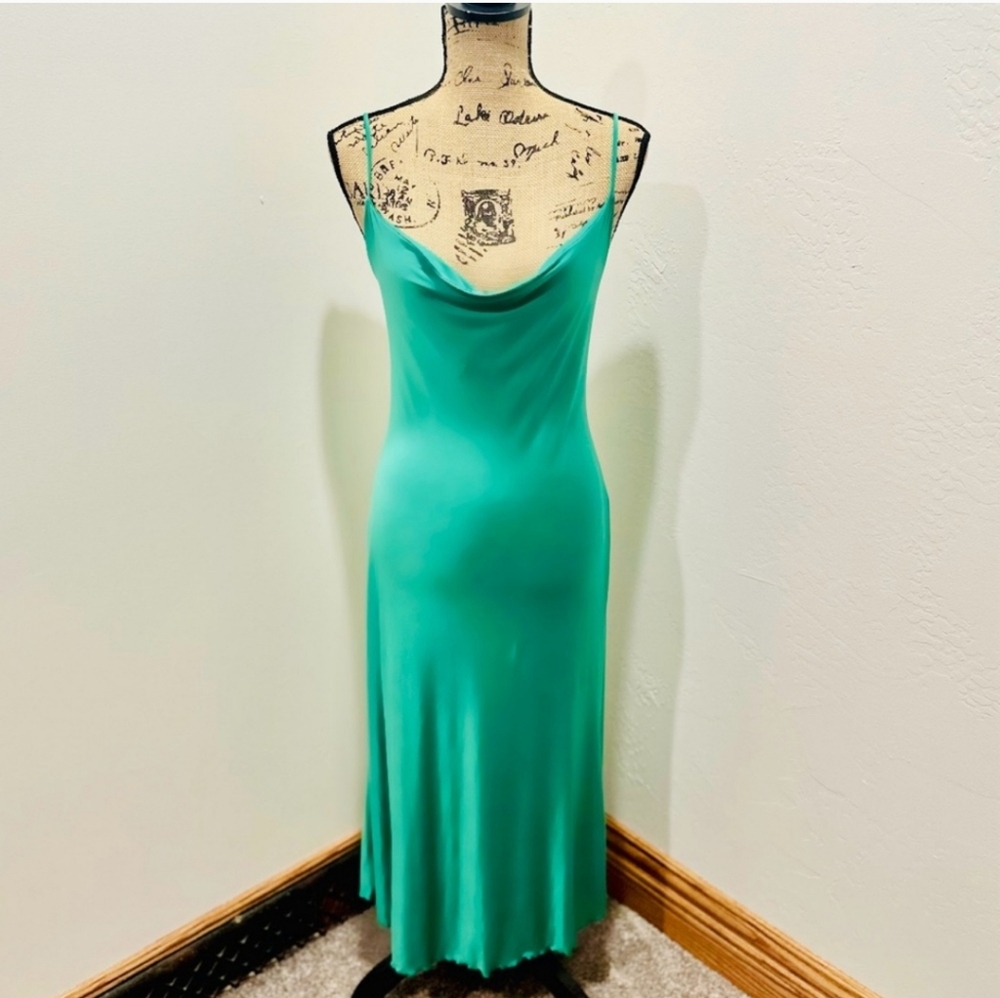 Sincerely Jules Cowl Neck Green Slip dress
